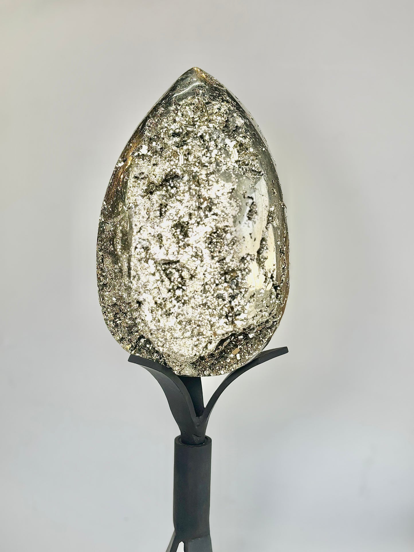 Extra Large Peruvian Pyrite Druzy Egg Carving 10.7 Kg – Abundance & Prosperity