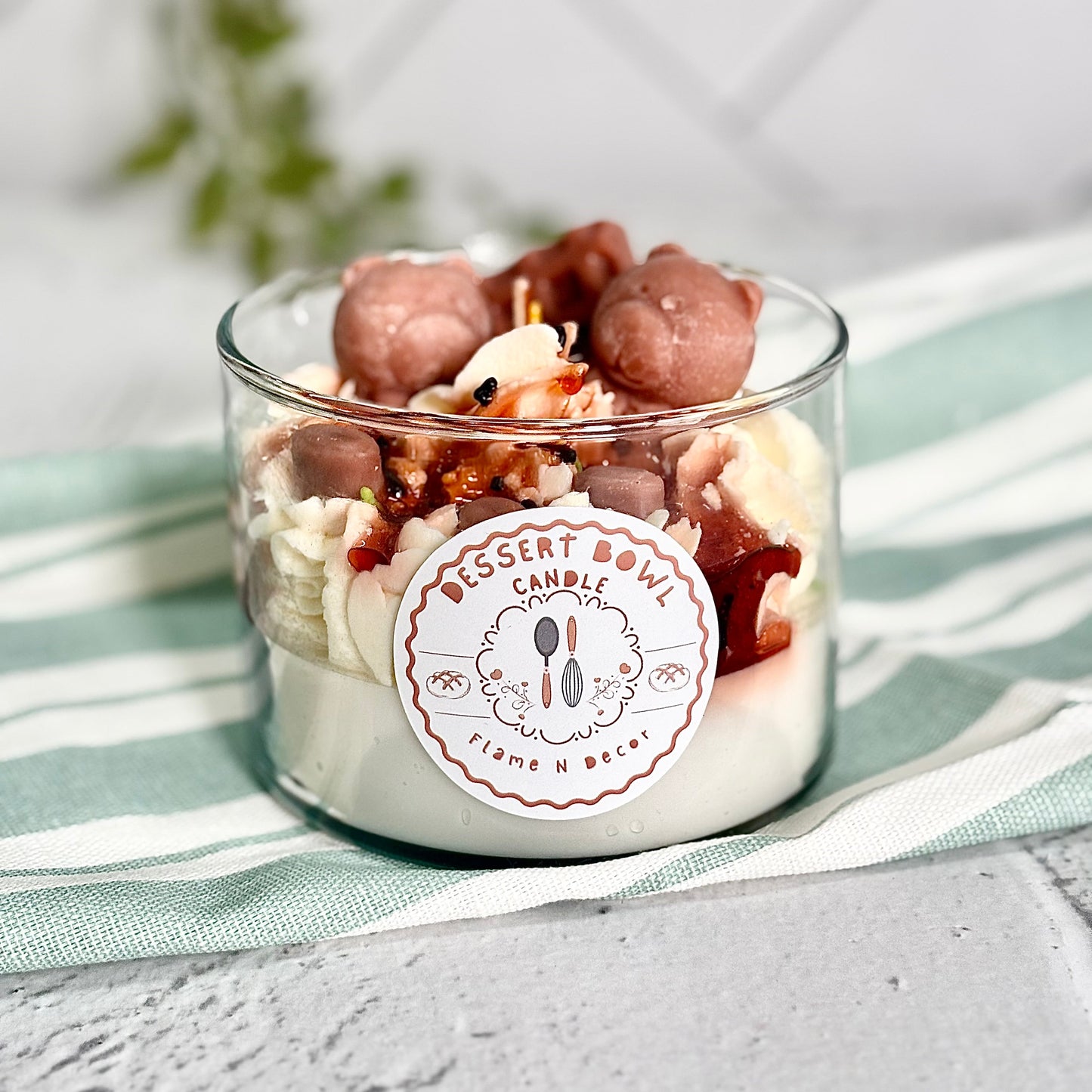 Dessert Bowl with Teddy & Chocolates Decorative Soy Scented Candle