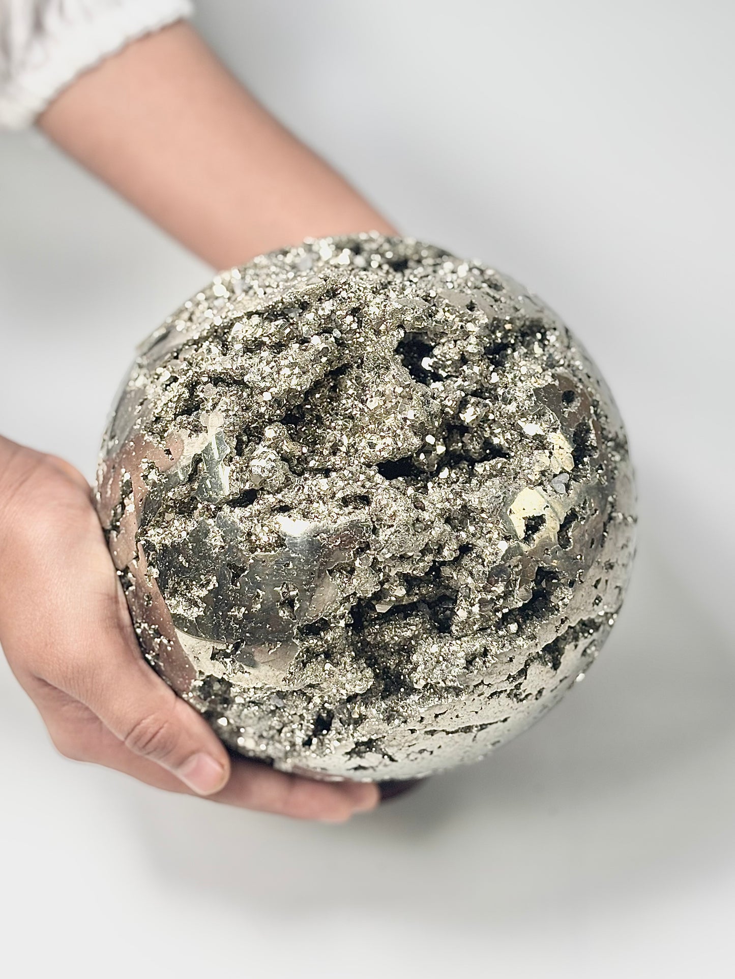 Extra Large Peruvian Pyrite Druzy Sphere 6.7 Kg – Abundance & Prosperity