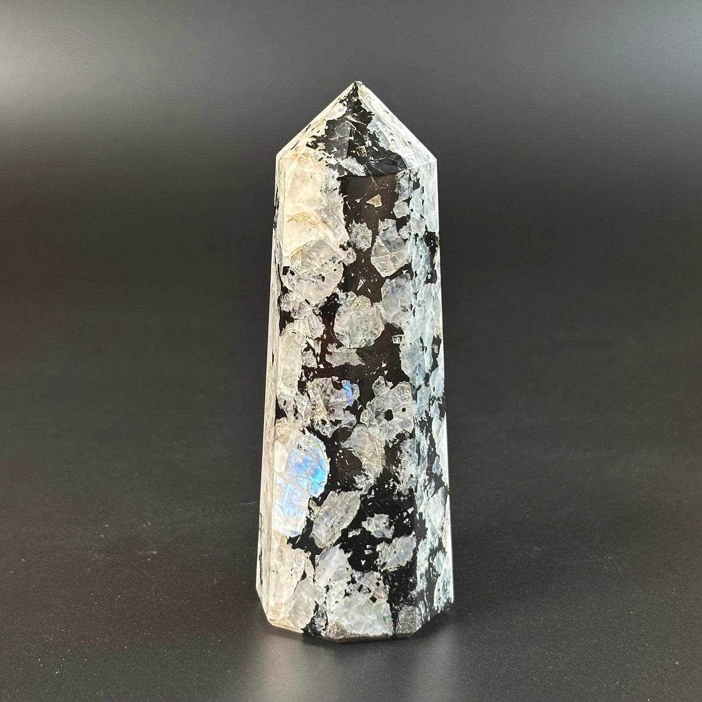 Rainbow Moonstone Large Tower - 341 Gm | Compassion & empathy