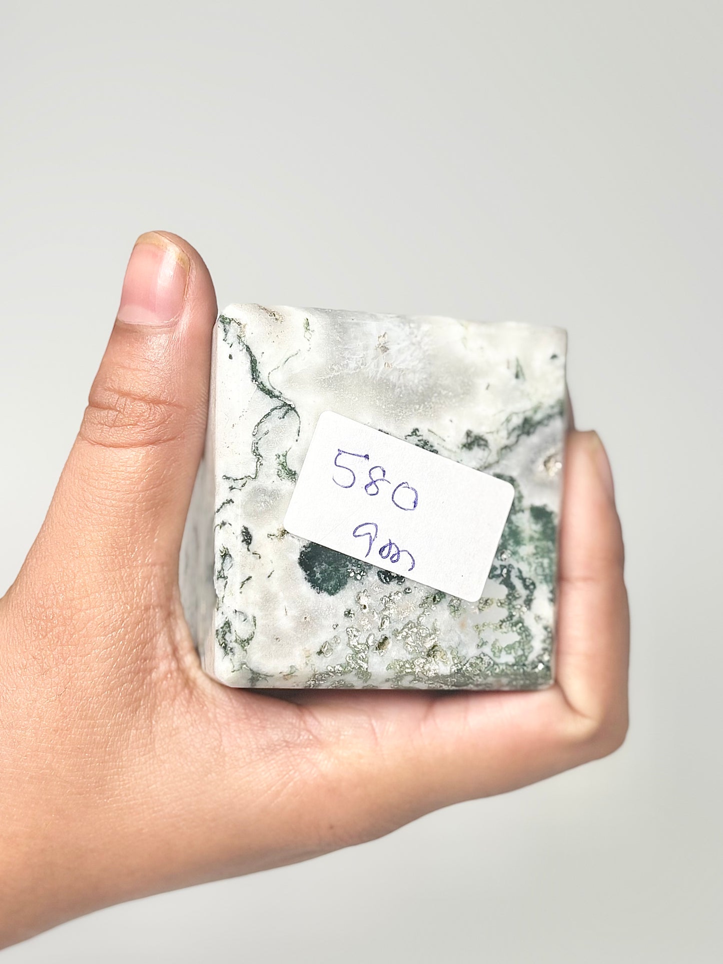 Four Facet Moss Agate Tower – 580g - Nature-Inspired Calm & Grounded Beauty