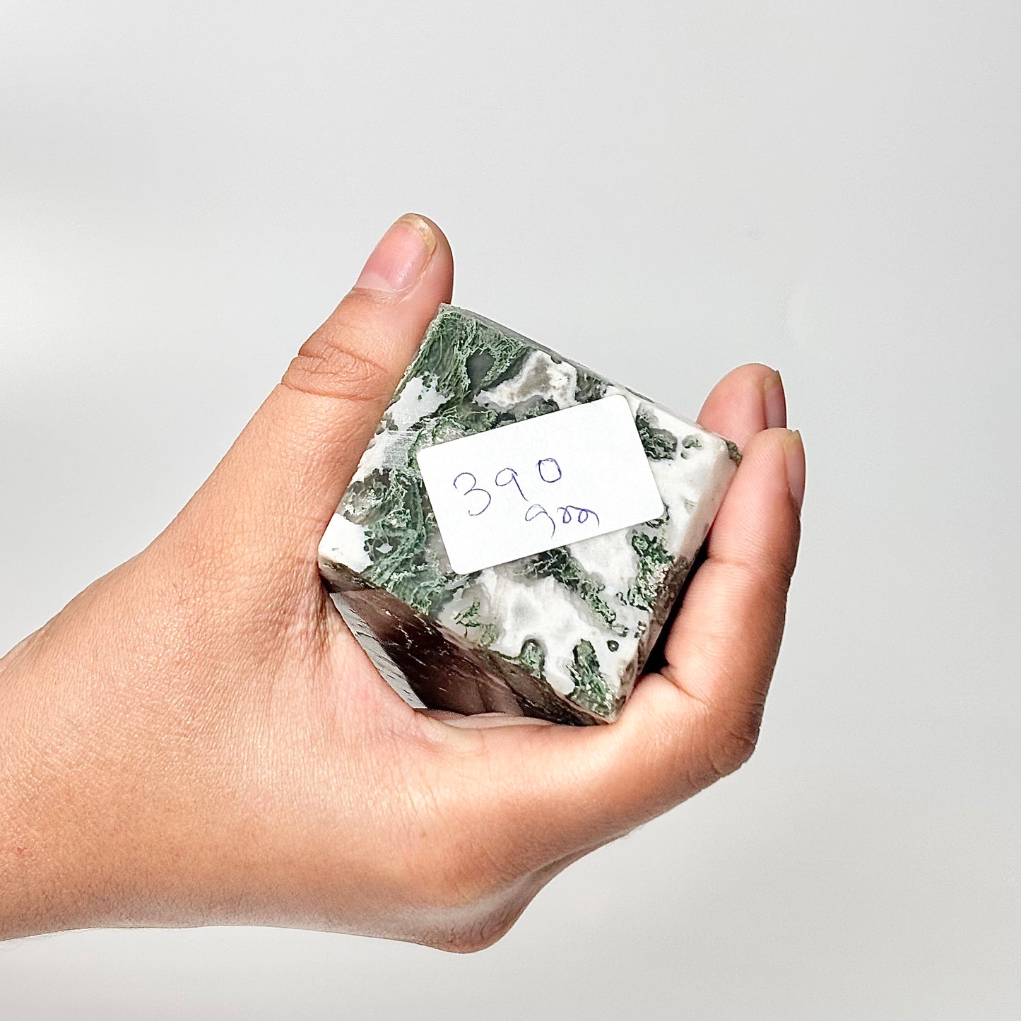 Four Facet Moss Agate Tower – 390g - Nature-Inspired Calm & Grounded Beauty