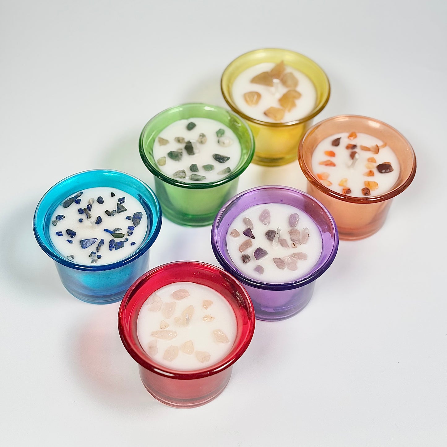 Set of 6 Crystal Tealights – Soy Wax & Scented