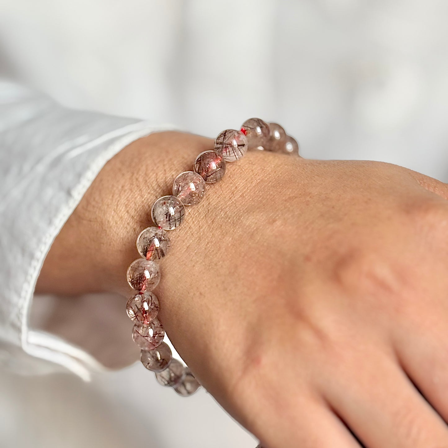 Copper Rutile Bead Bracelet - 8mm | Emotional Balance & Helps in releasing Negativity
