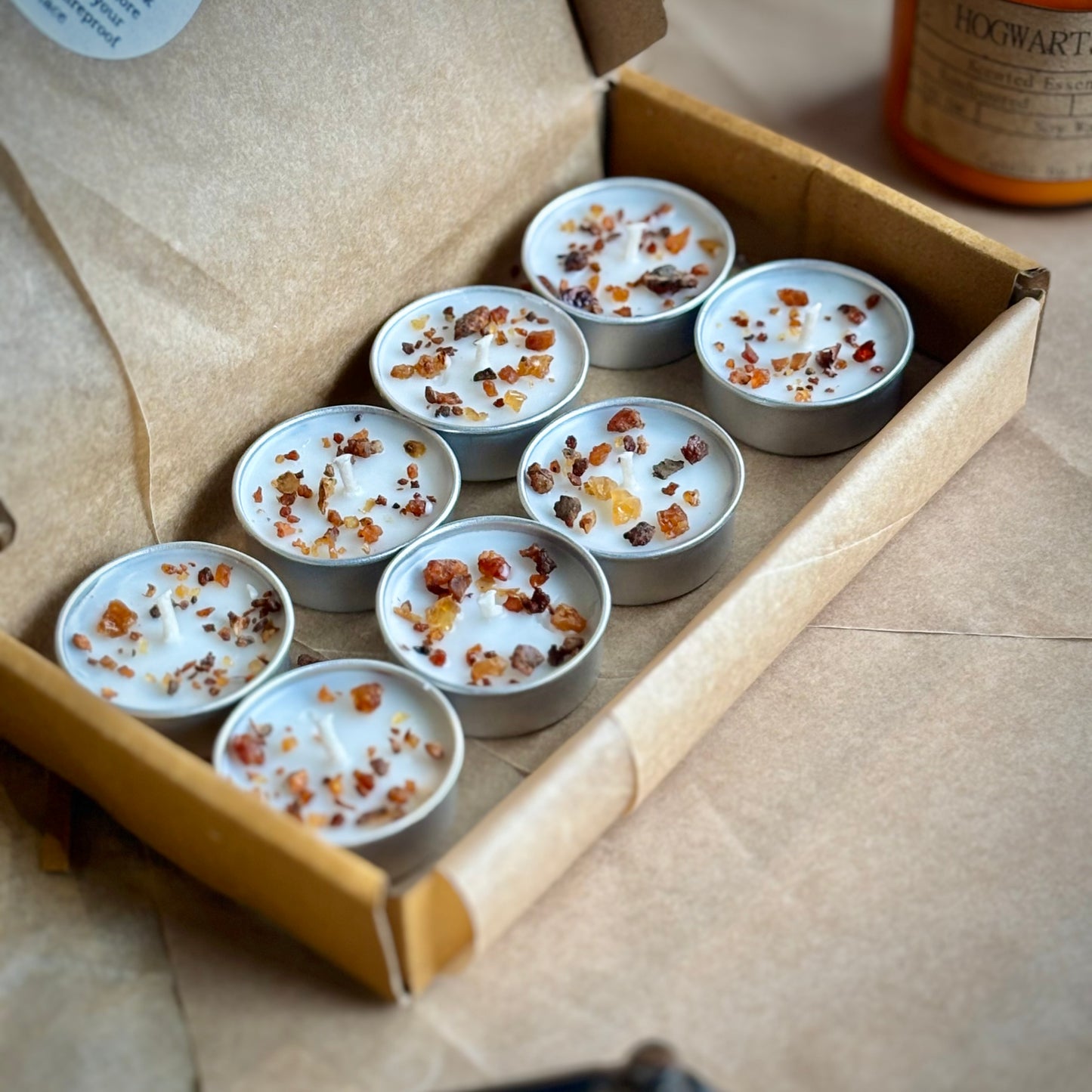 Myrrh Resin Infused Soy Wax Tealight Candles – Unscented