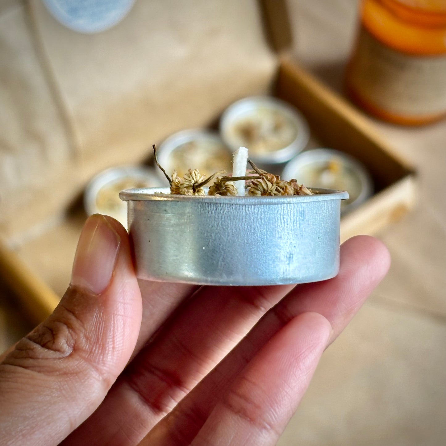 Chamomile Infused Soy Wax Tealight Candles – Unscented