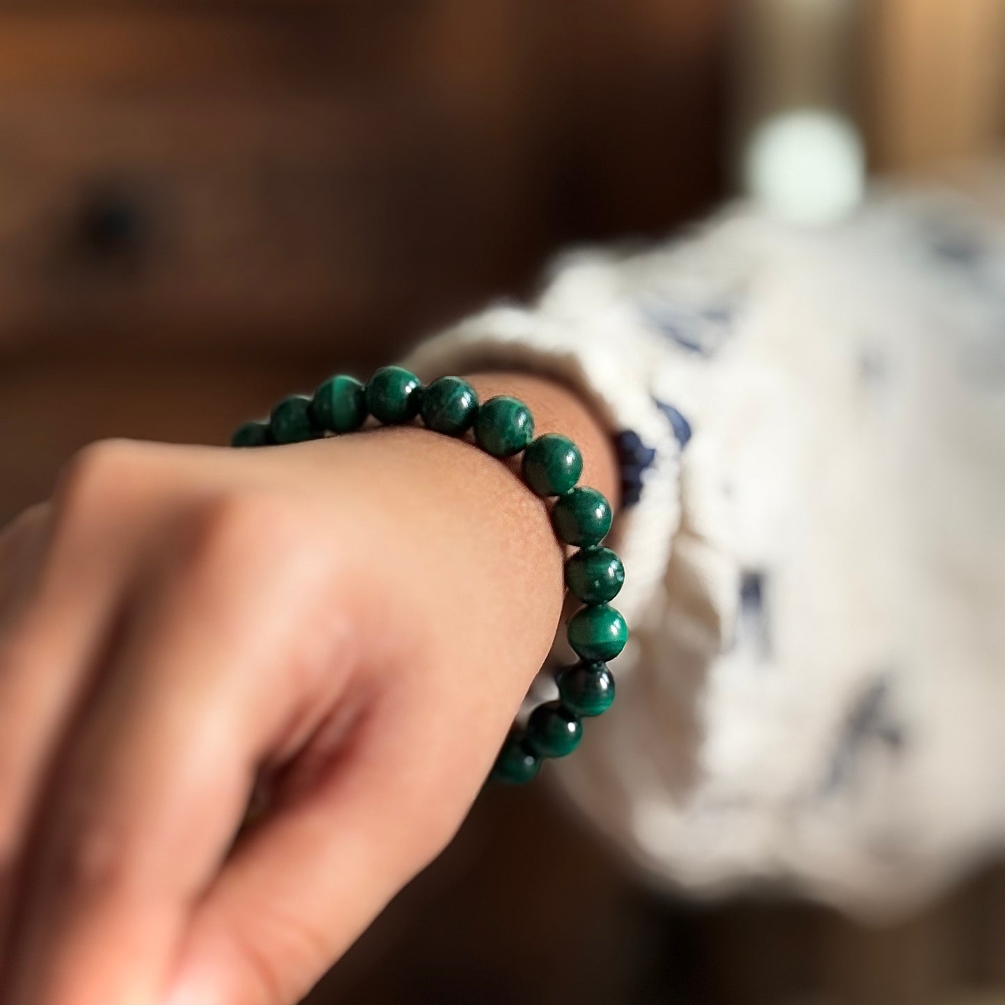 Malachite Bead Bracelet - 8mm | Stone of Protection & Encouragement