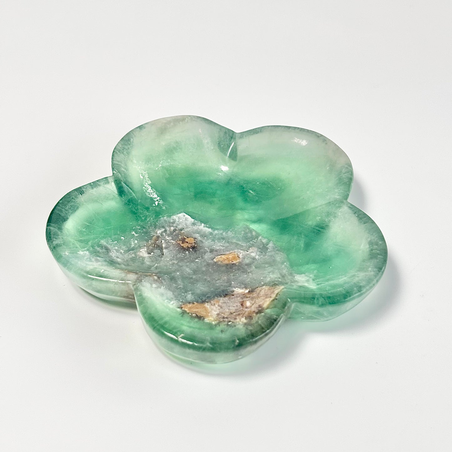 Flower-Shaped Green Fluorite Bowl