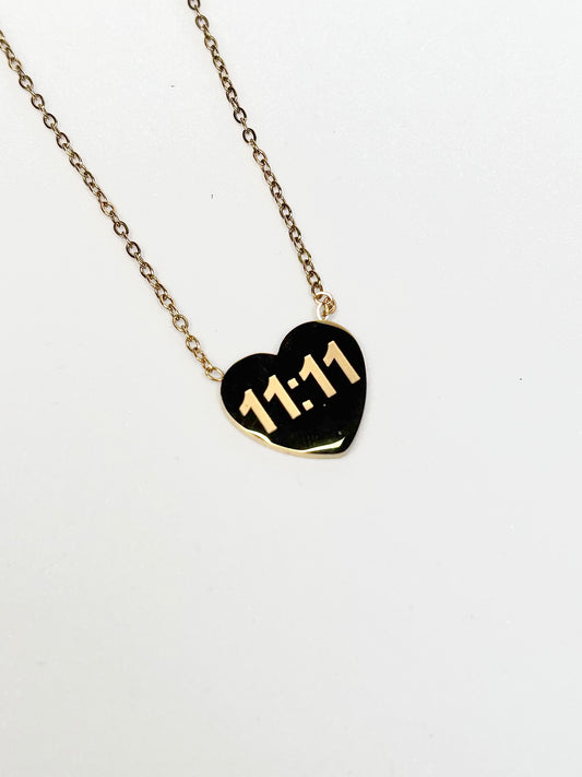 11:11 Heart Pendant Necklace | Gold-Plated Stainless Steel | The Lilith Store