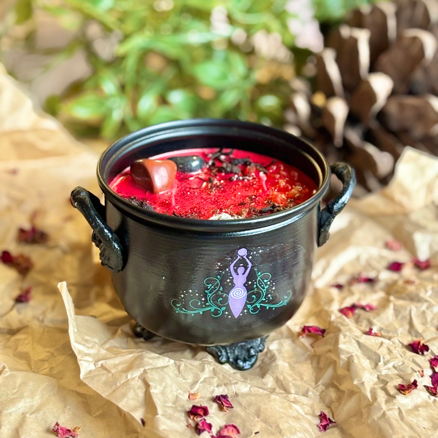 Grounding & Protection Goddess Gaia print Cauldron Candle - 200 Gm