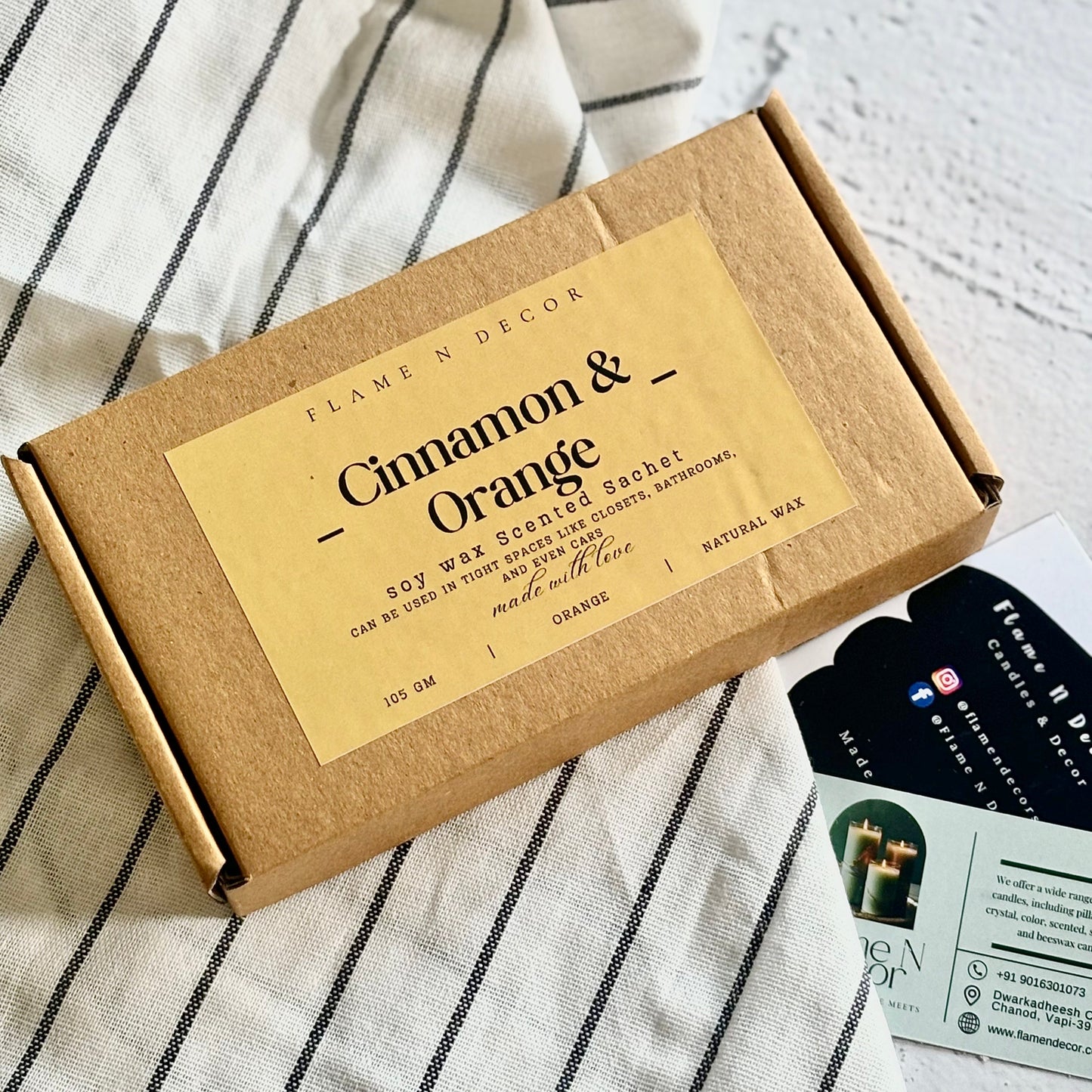 Hexagon Shaped Cinnamon & Orange Scented Soy Wax Sachet | Pack of 3