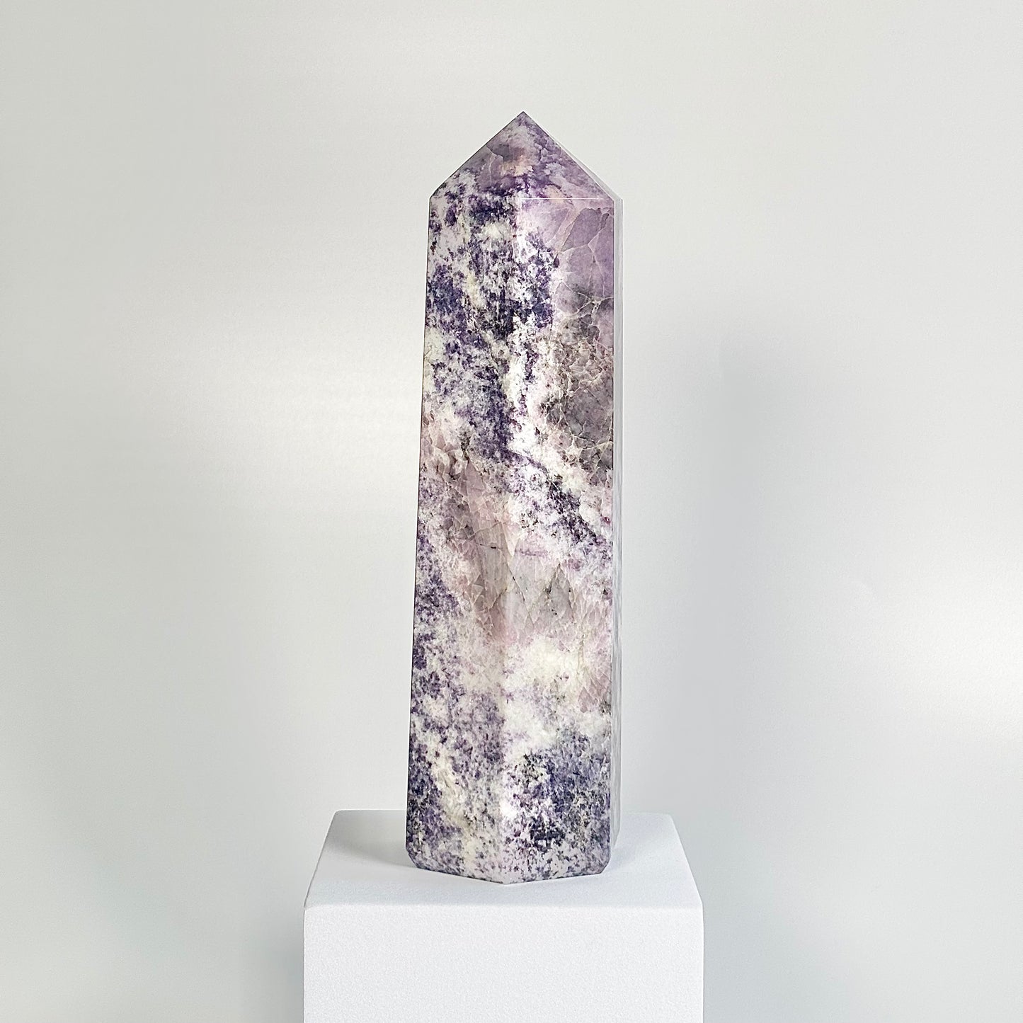 Lepidolite Six-Facet Tower – 1301 g - Calm the Mind • Ease Anxiety • Support Emotional Healing