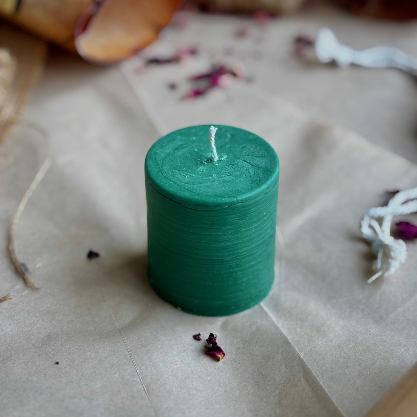Green Pillar Candle 2 Inch – Soy Wax Ritual & Décor Candle | Pack of 4