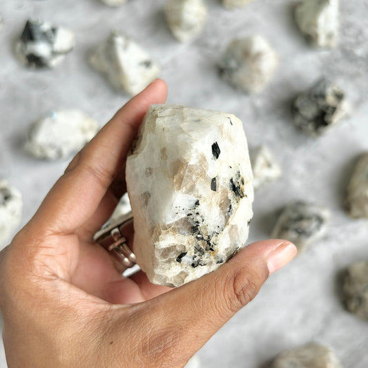 Rainbow Moonstone Raw with Polished Point - 246 Gm | Cultivates Compassion & empathy