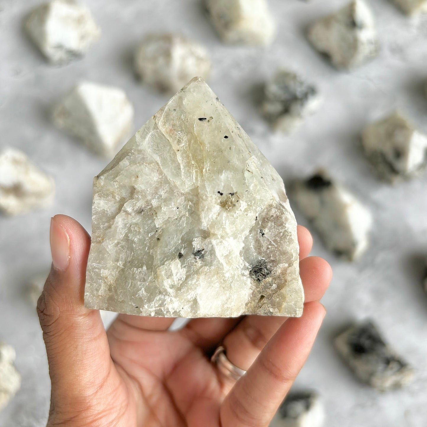 Rainbow Moonstone Raw with Polished Point - 177 Gm | Cultivates Compassion & empathy