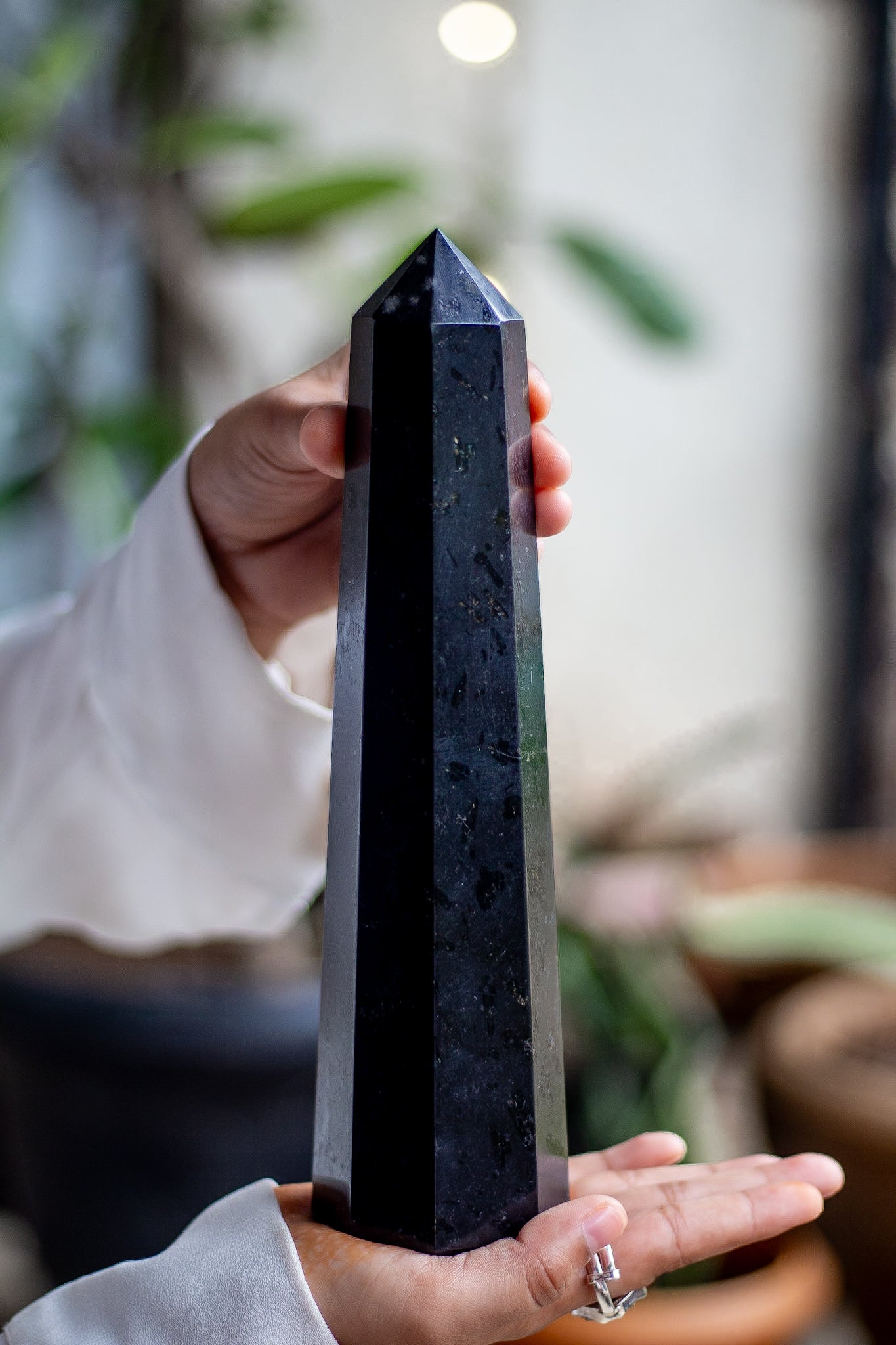 Black Tourmaline XXL six facet Tower | Grounding & Protection