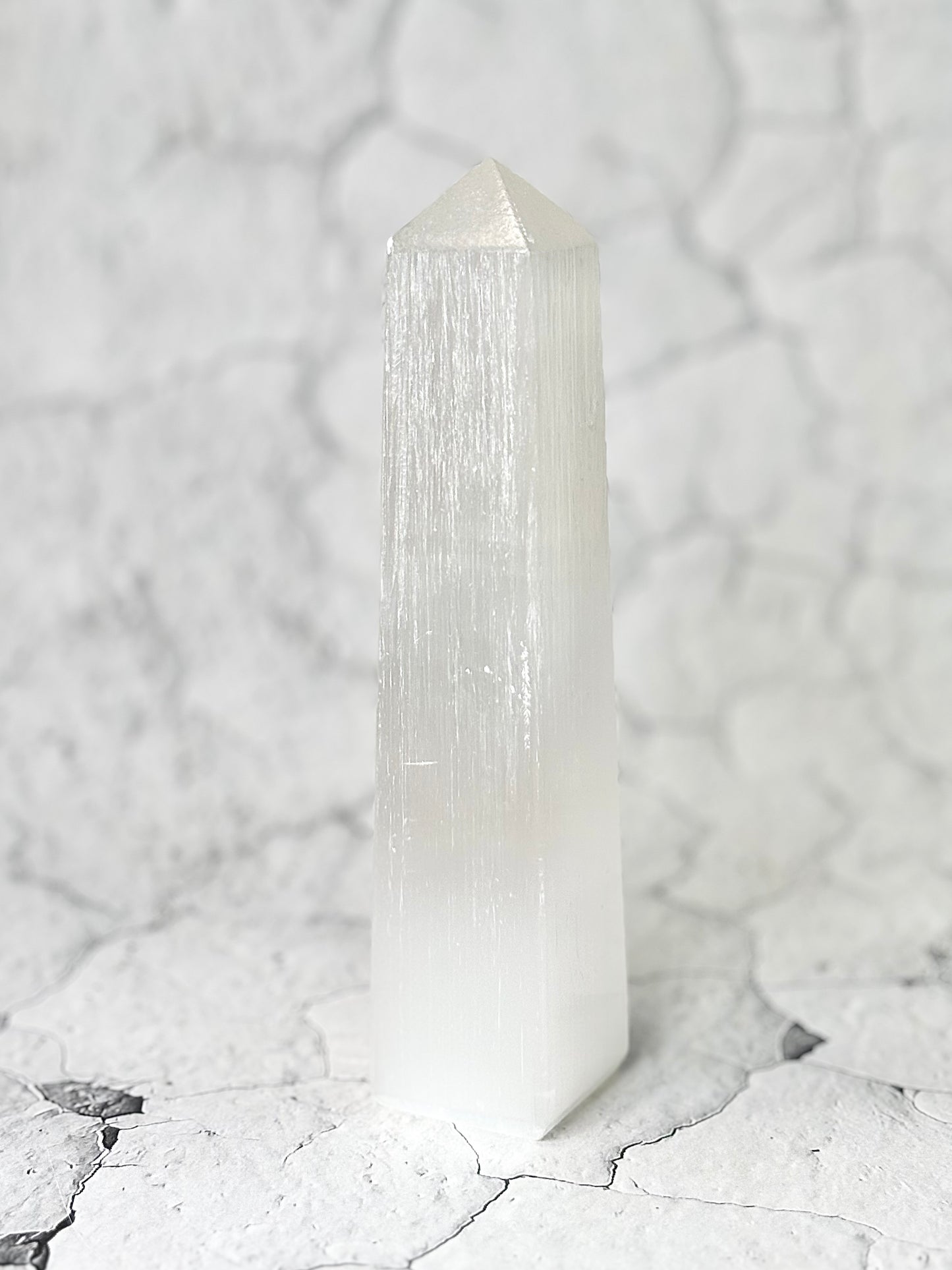 Four Facet Selenite Tower – 400g - Soft Glow & Balanced Form