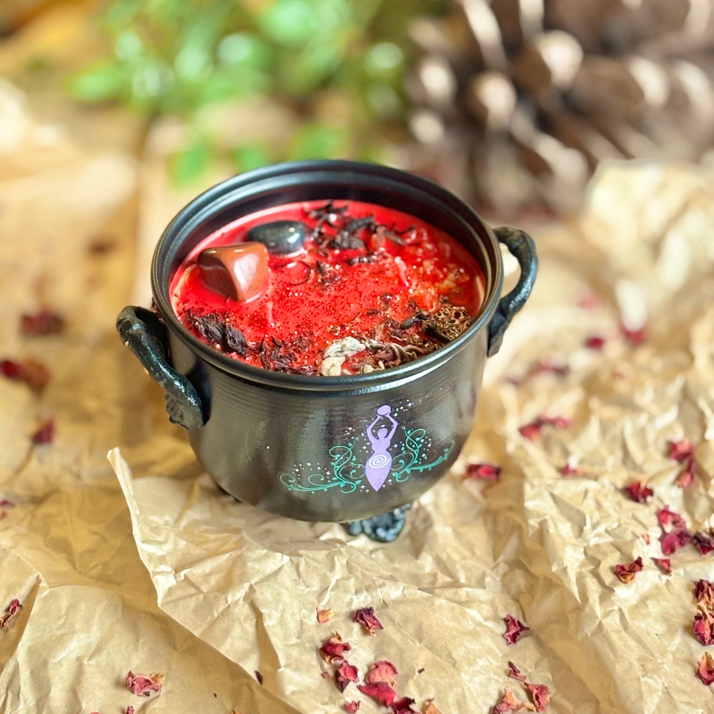 Grounding & Protection Goddess Gaia print Cauldron Candle - 200 Gm