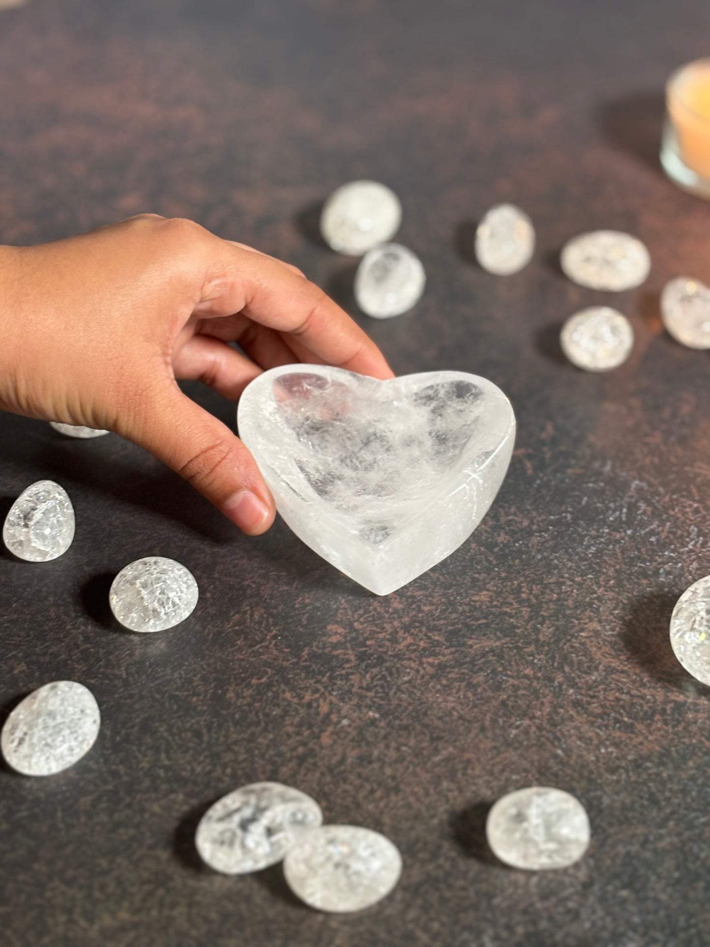 Clear Quartz Heart Shape Bowl - Amplifier of Energy & Intention