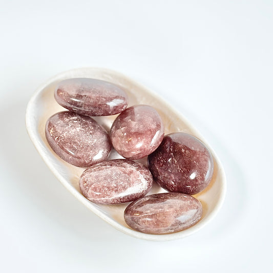 Strawberry Quartz Palm Stone |  Promotes Happiness & Joy