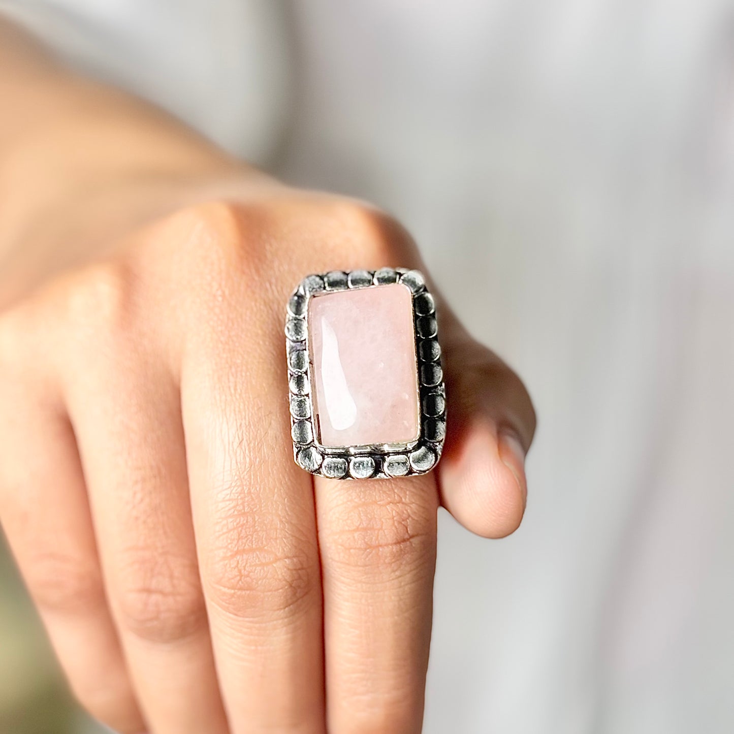 Rose Quartz Crystal Ring | Love & Self Love