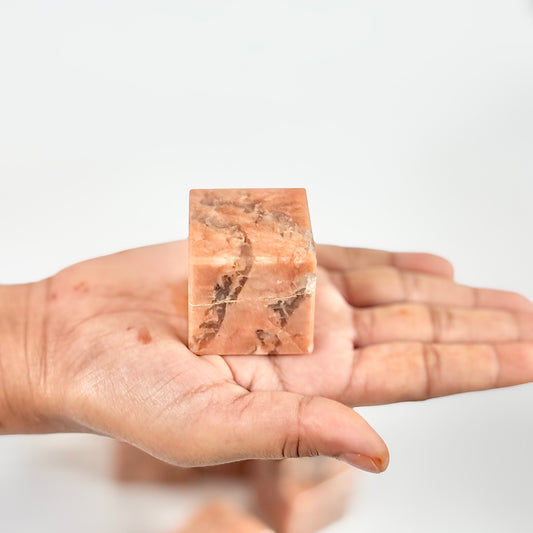 Peach Moonstone Cube - Compassion & Empathy