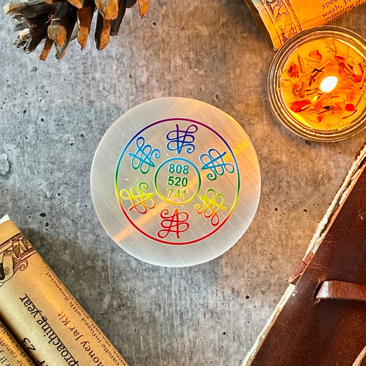 Zibu Healing Symbol on Selenite Plate with Energy Code