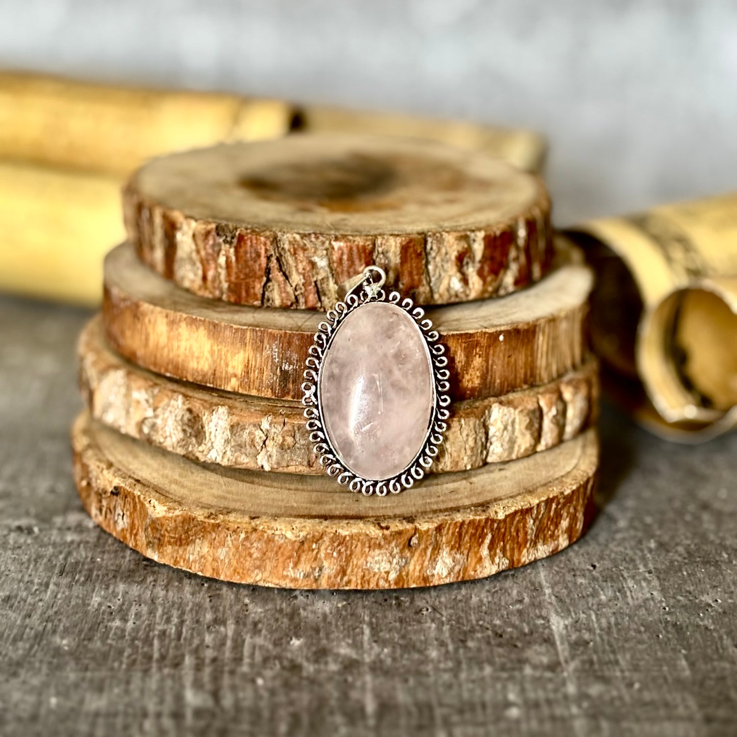 Rose Quartz Oxidised Pendant – Love & Gentle Energy