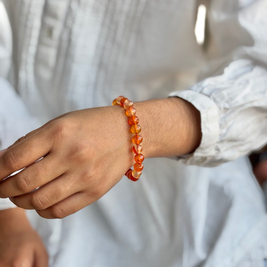 Orange Carnelian Bead Bracelet - 8mm | Opportunities & Courage
