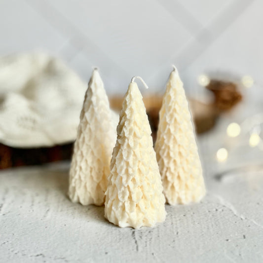 White Leaf Down Christmas Tree Soy Scented Candle | Pack of 3