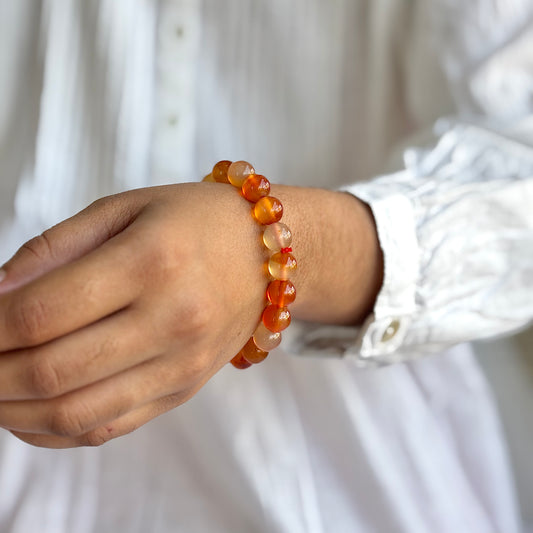 Orange Carnelian Bead Bracelet - 10mm | Opportunities & Courage