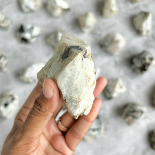 Rainbow Moonstone Raw with Polished Point - 200 Gm | Cultivates Compassion & empathy