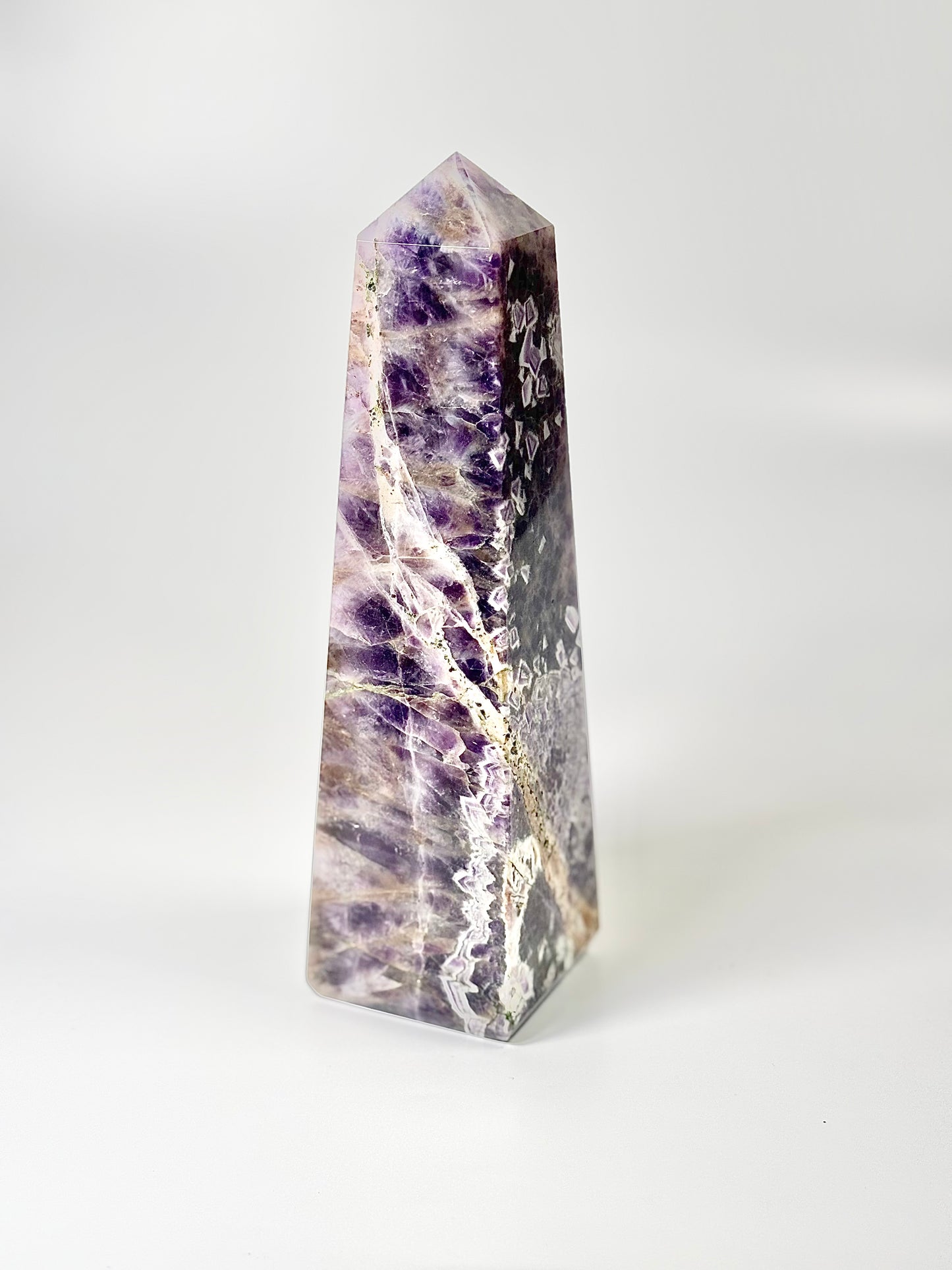 Four Facet Chevron Amethyst Tower – 1.1kg - Amplified Intuition & Focused Healing