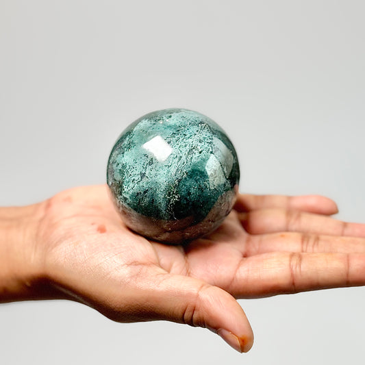 Moss Agate Sphere - Wealth & Abundance