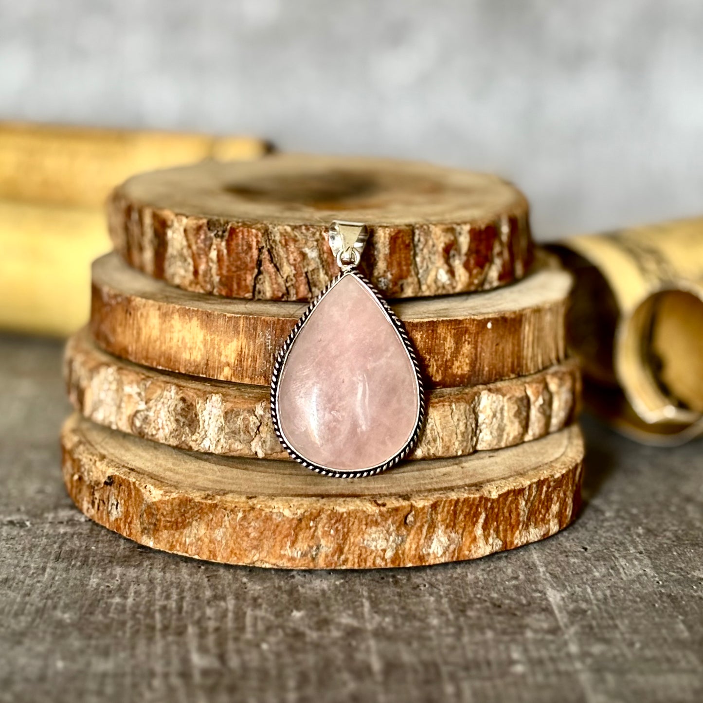 Rose Quartz Oxidised Pendant – Love & Gentle Energy