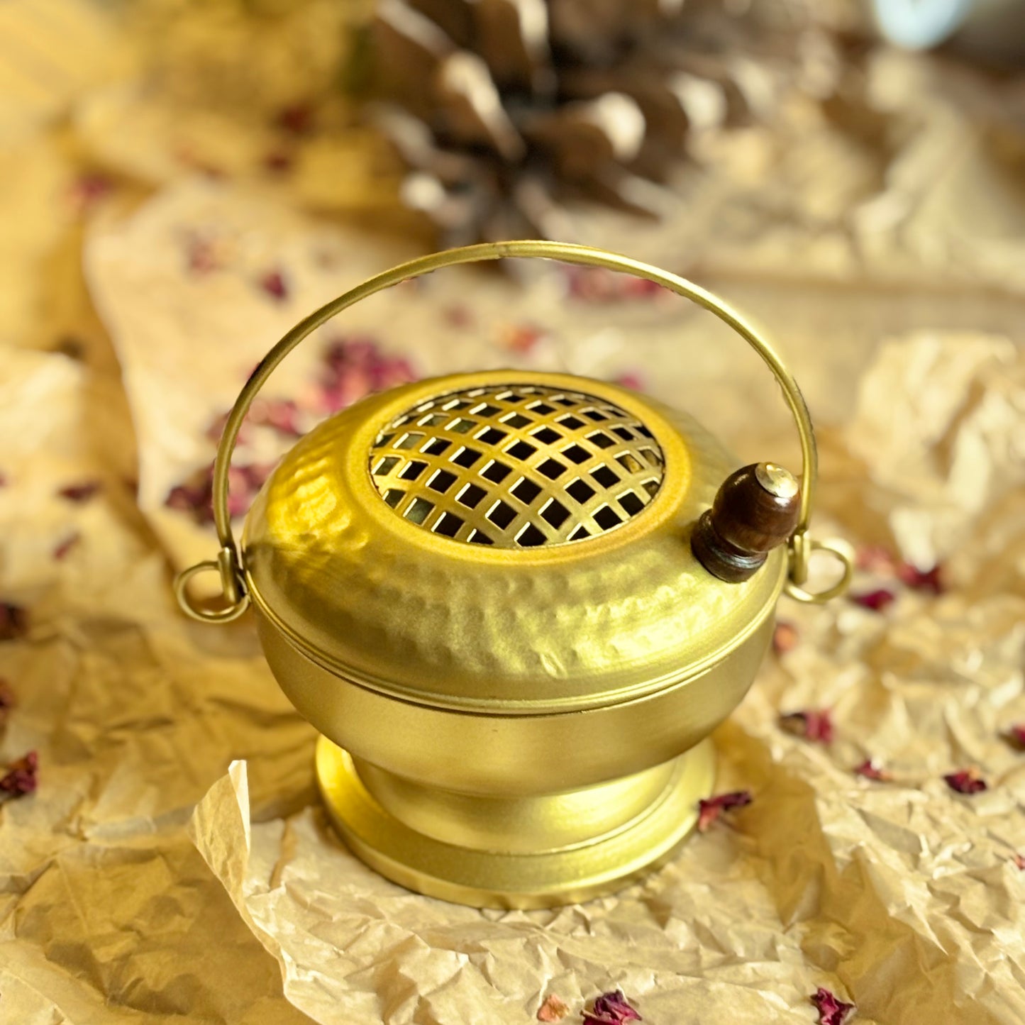 Cast Iron Gold finish Incense Burner / Holder