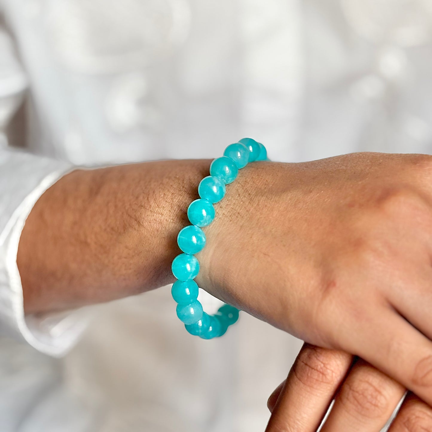 Translucent Superior Quality Amazonite Bead Bracelet - 8mm
