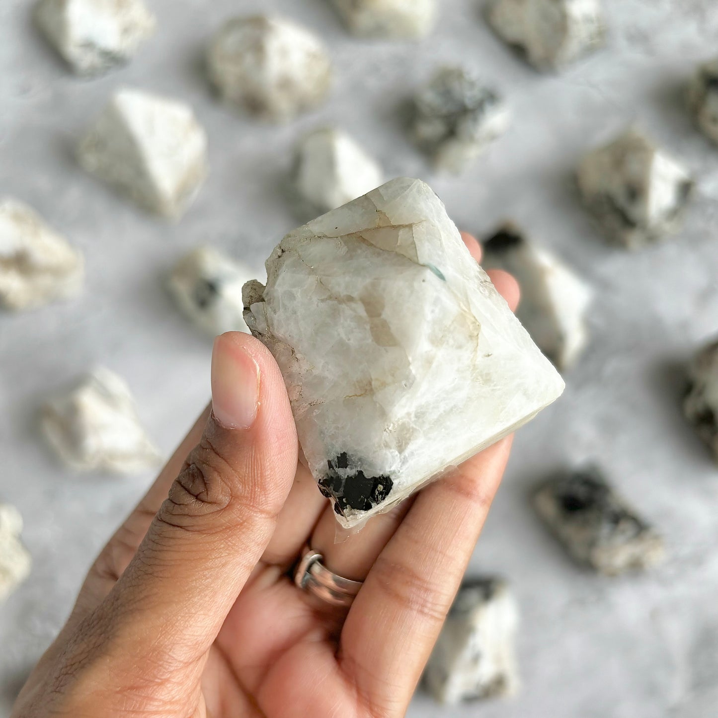 Rainbow Moonstone Raw with Polished Point - 120 Gm | Cultivates Compassion & empathy