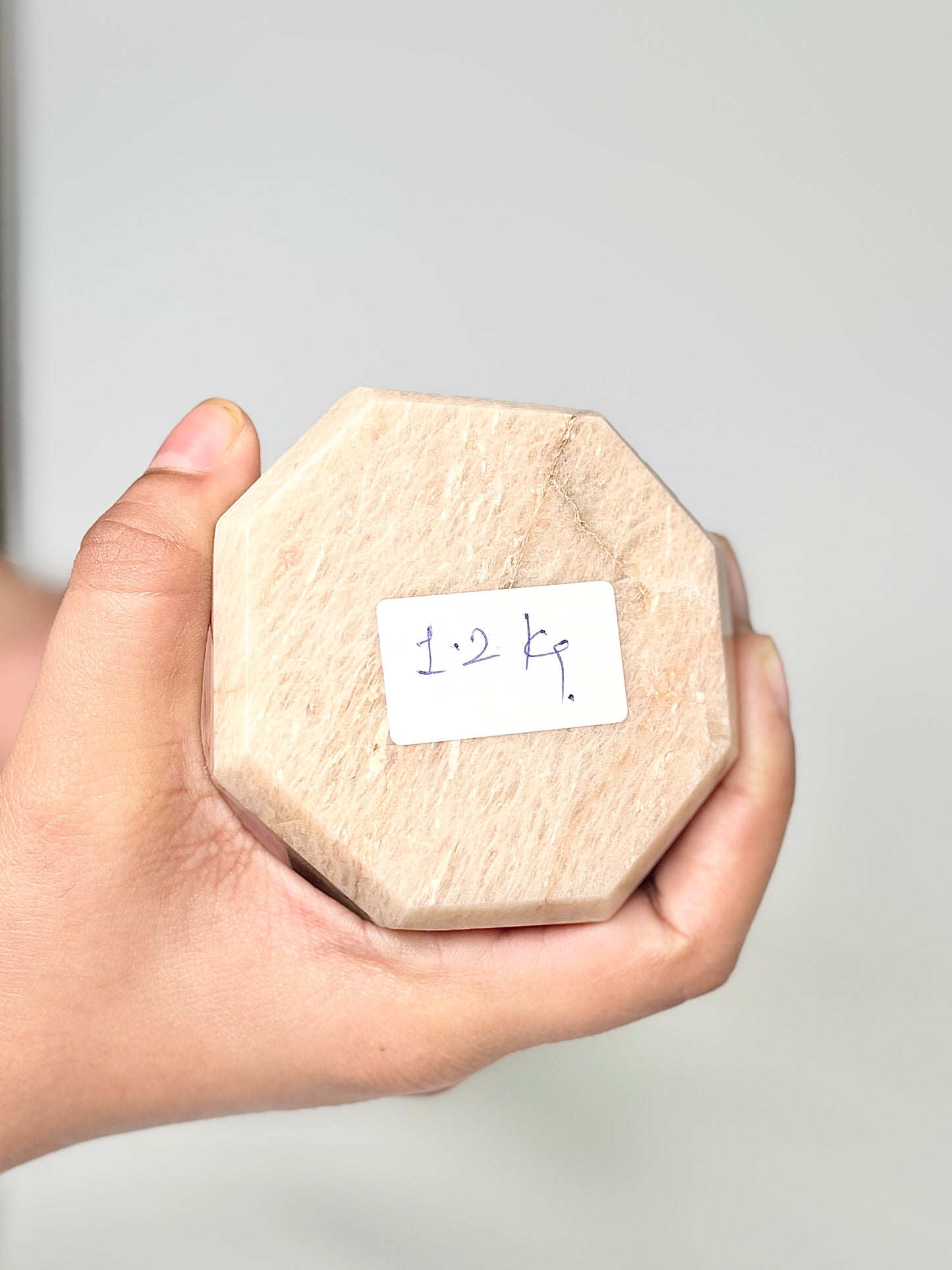 Eight Facet Peach Moonstone Tower – 1.2kg -Soft Radiance & Elegant Form