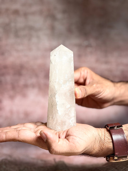 Natural Clear Quartz Crystal Tower