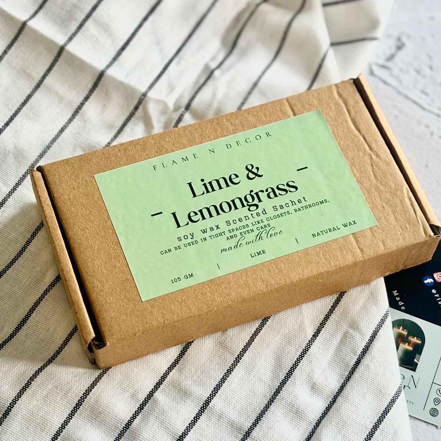 Oval Lime & Lemongrass Scented Soy Wax Sachet | Pack of 3