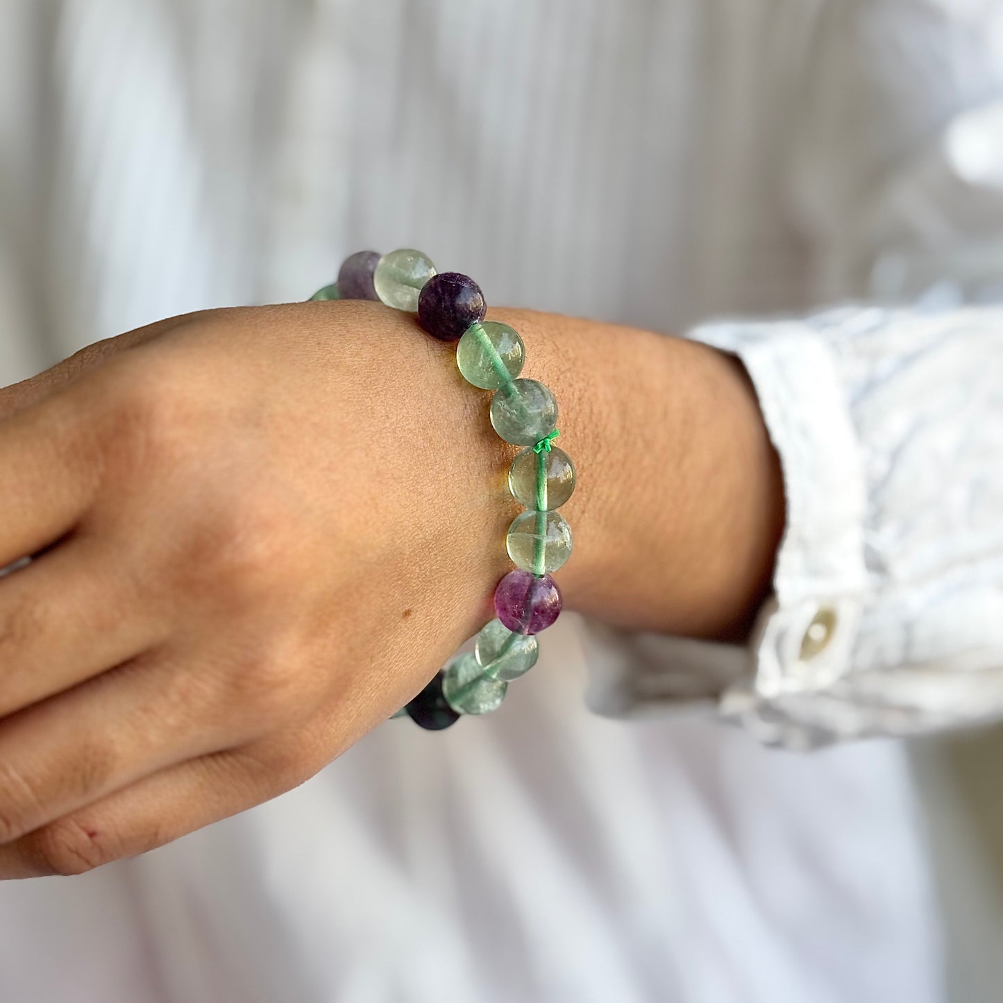 Multi fluorite Bead Bracelet - 10mm | Clarity, Emotional Balance & Spiritual Growth