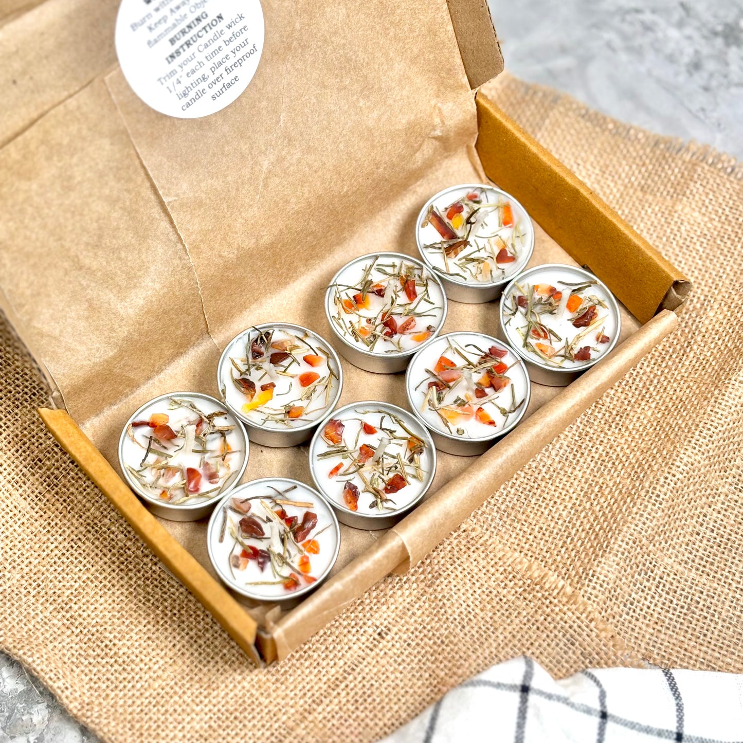 Rosemary & Orange Carnelian Soy Tealight Candle