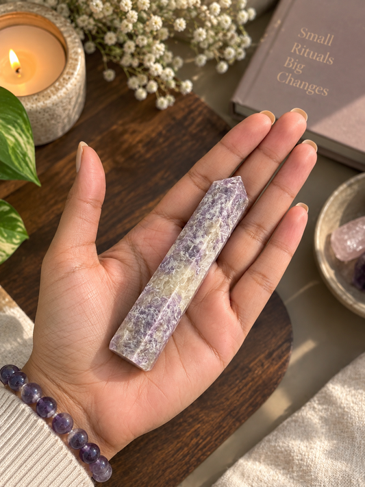 Natural Lepidolite Crystal Tower