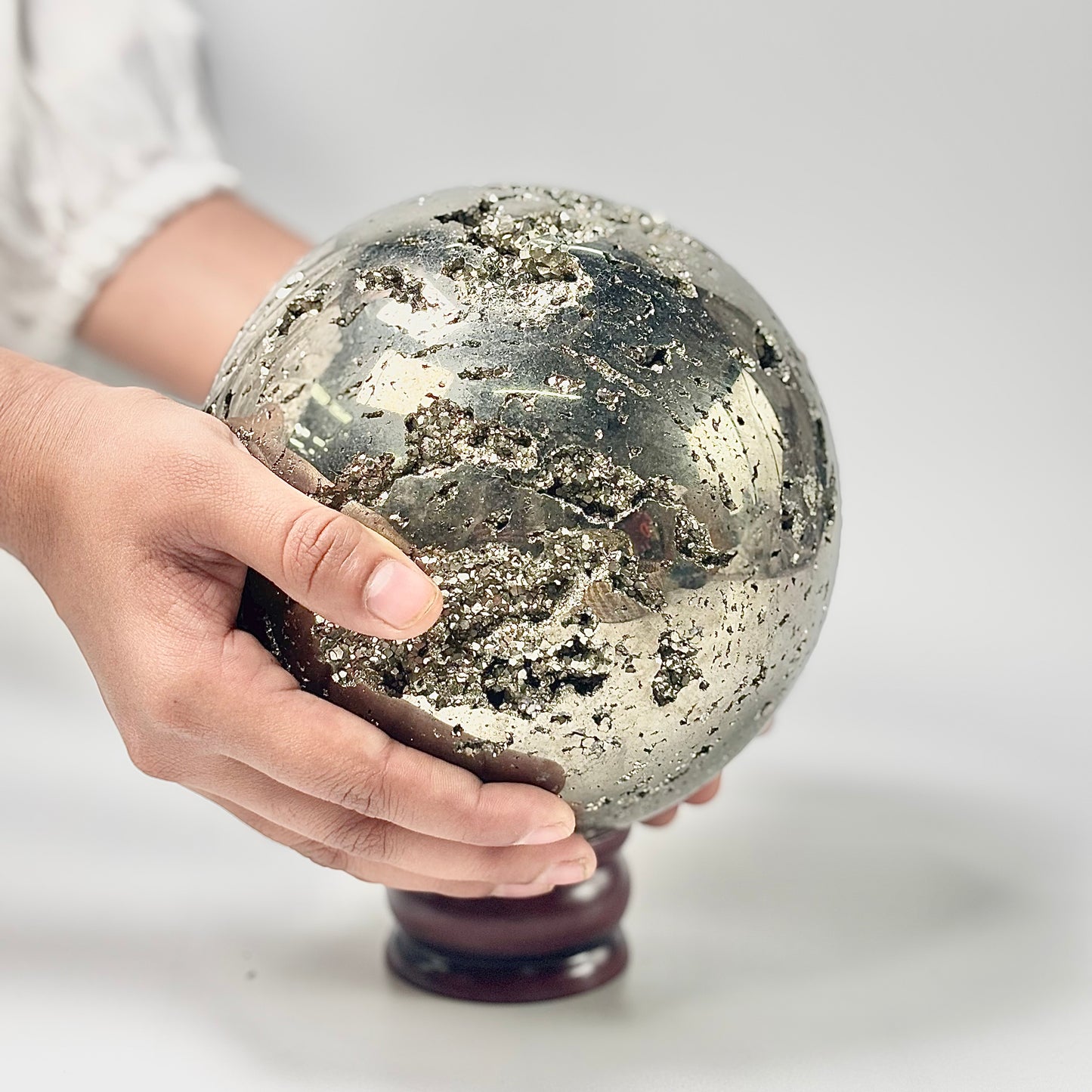Extra Large Peruvian Pyrite Druzy Sphere 5.7 Kg – Abundance & Prosperity