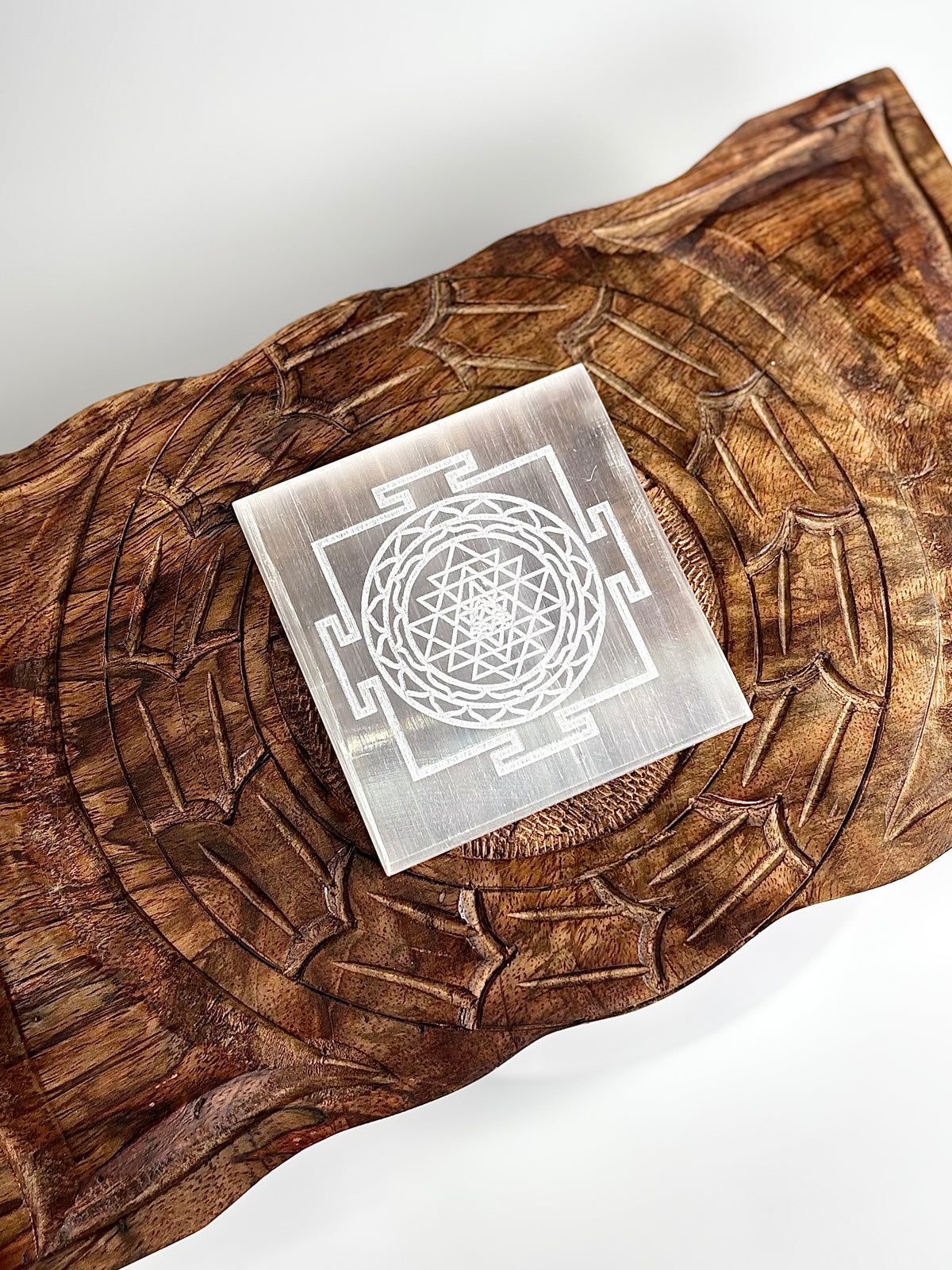 Shree Yantra Square Selenite Plate