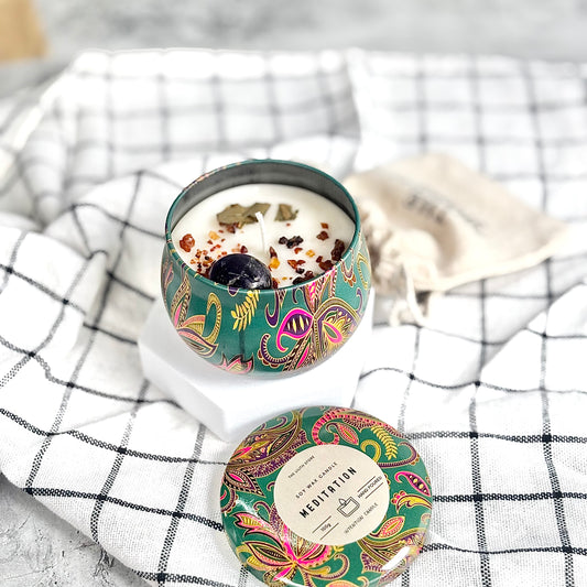 Meditation Tin Container Soy Intention Candle - 100 g