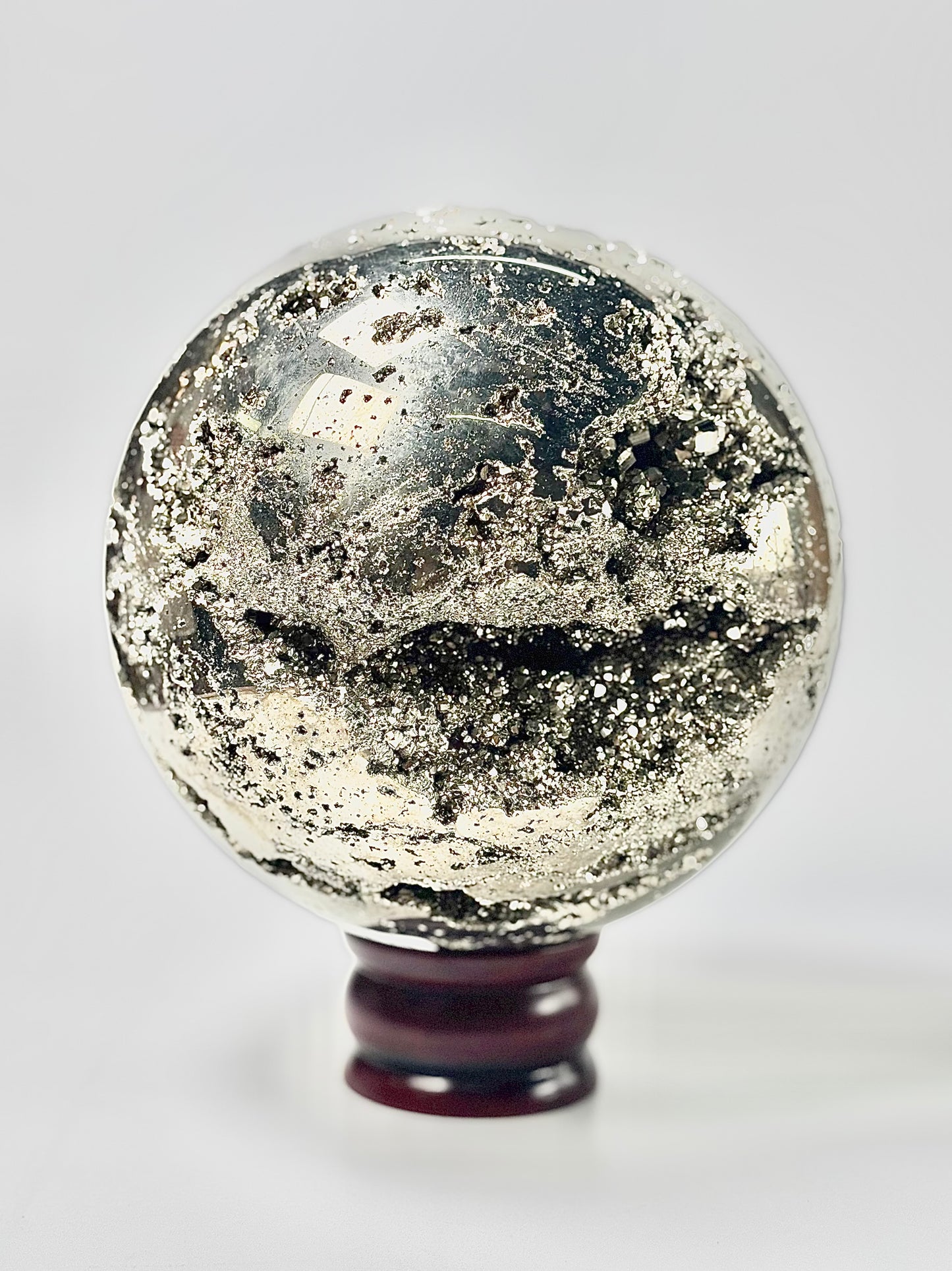 Extra Large Peruvian Pyrite Druzy Sphere 7.4 Kg – Abundance & Prosperity
