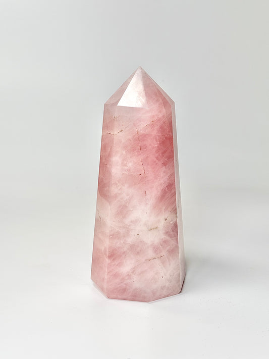 Eight Facet Rose Quartz Tower – 865g - Elegance, Warmth & Gentle Charm