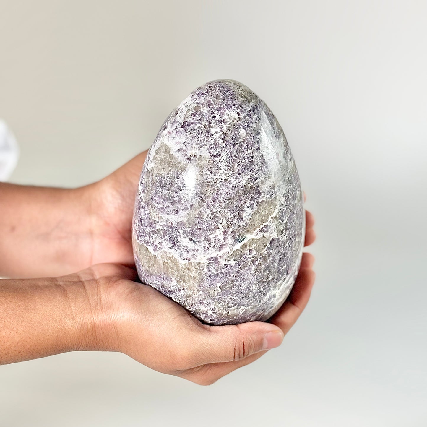 Lepidolite Large Egg Carving - 1580 Gm